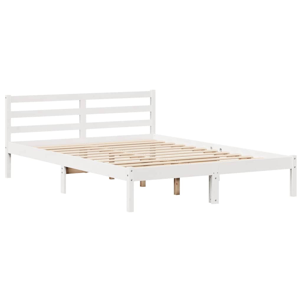 Krevet s regalom z knjige bez madraca bijeli 150x200cm borovina