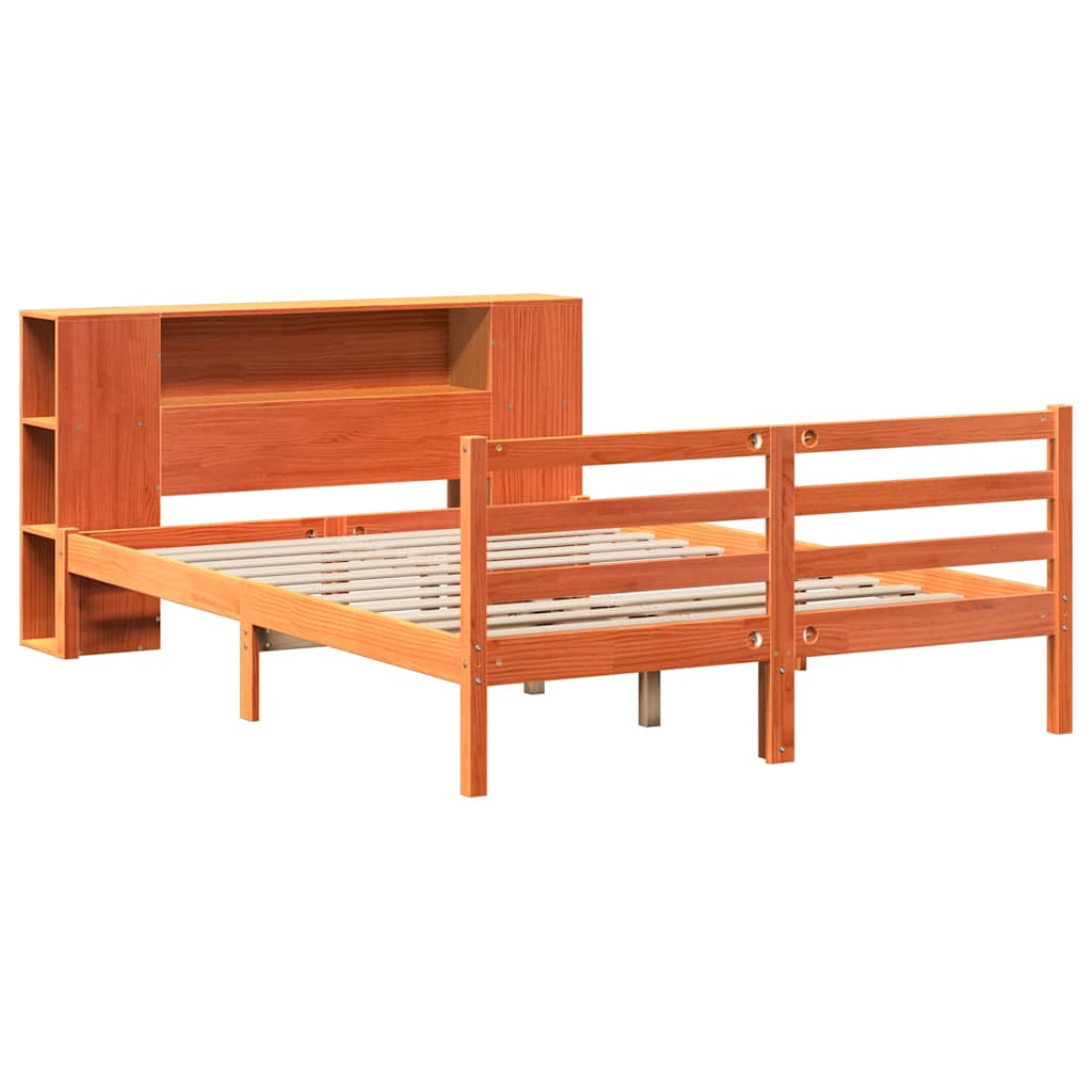 Krevet s regalom za knjige bez madraca 150x200 cm od borovine