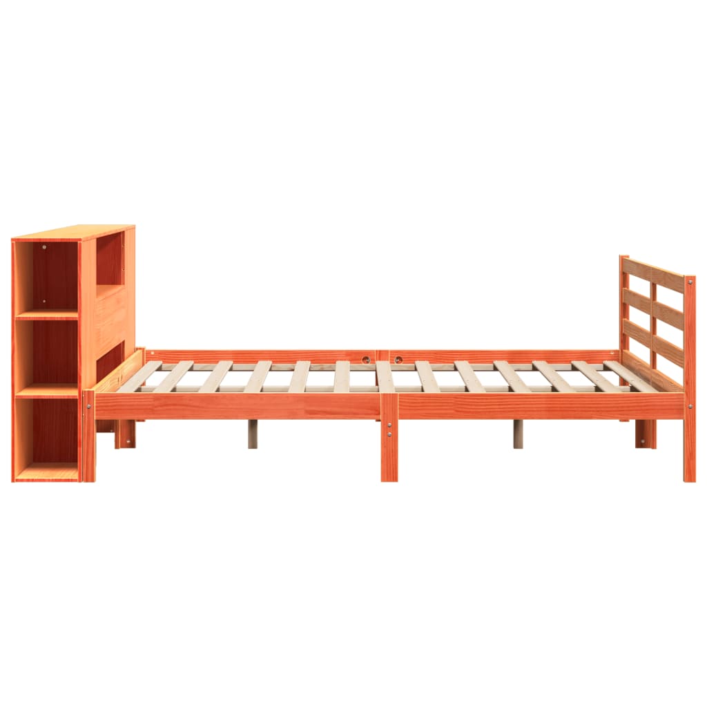 Krevet s regalom za knjige bez madraca 200x200 cm od borovine
