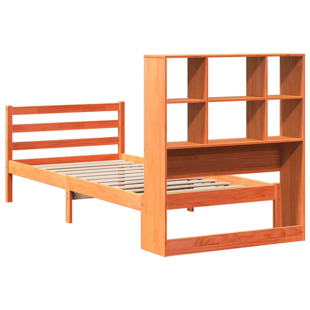 Krevet s regalom za knjige bez madraca 75 x 190 cm masivno drvo