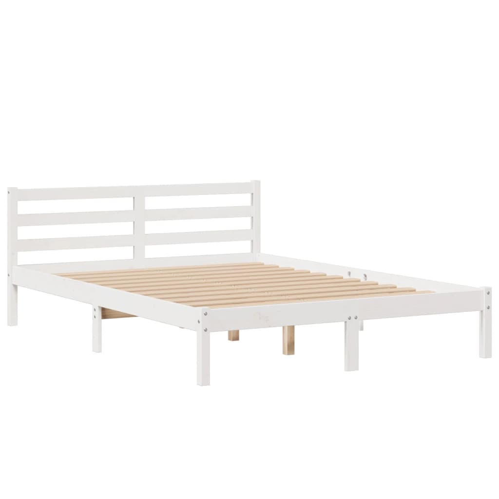 Krevet s regalom z knjige bez madraca bijeli 160x200cm borovina
