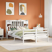 Krevet s regalom z knjige bez madraca bijeli 160x200cm borovina