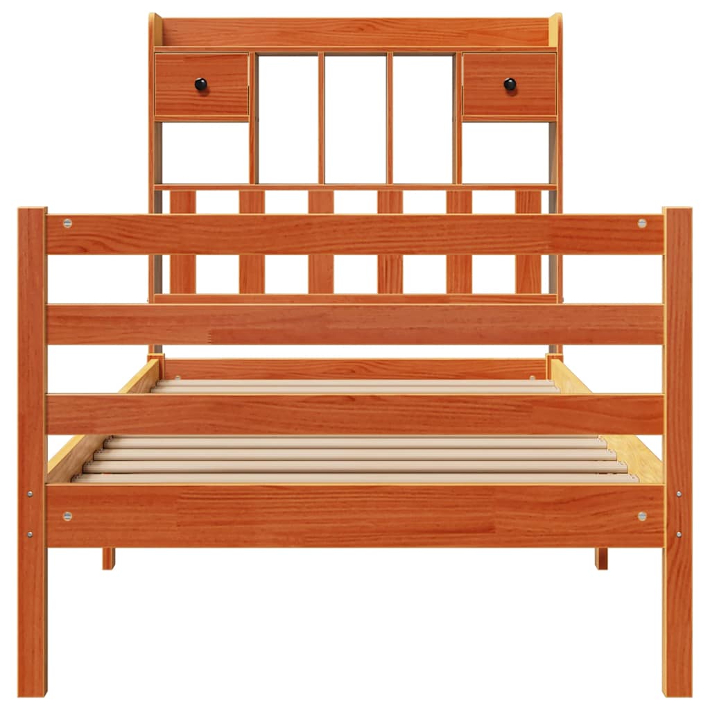 Krevet s regalom za knjige bez madraca 75 x 190 cm od borovine