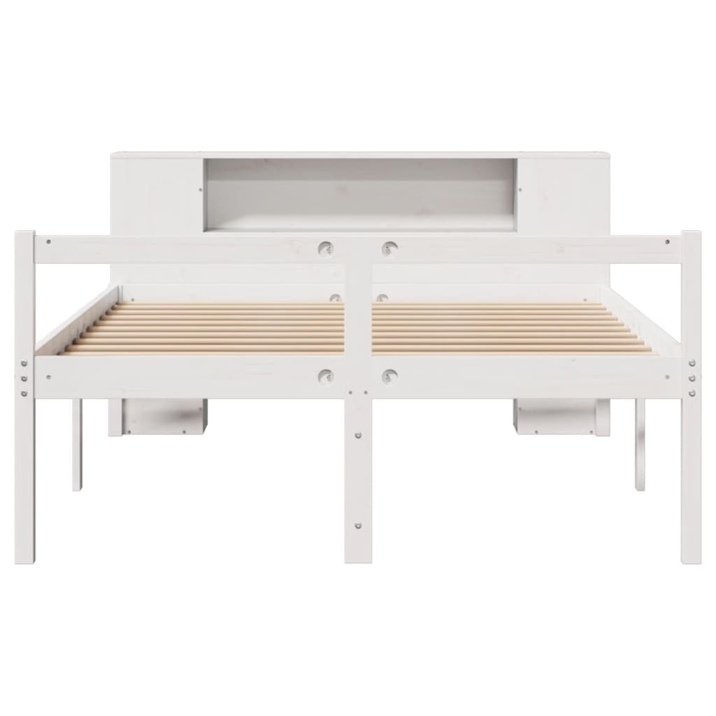 Krevet s regalom z knjige bez madraca bijeli 135x190cm borovina