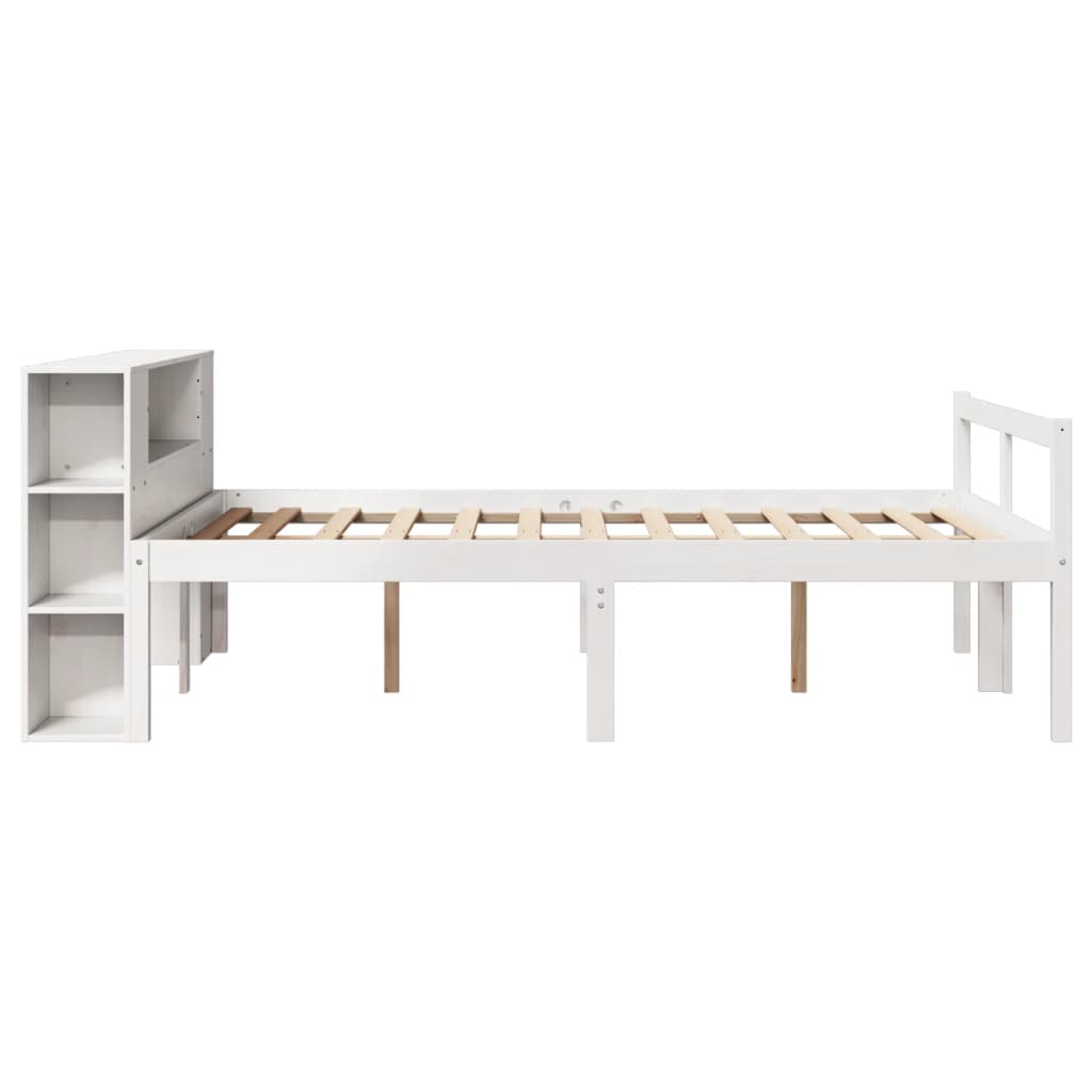 Krevet s regalom z knjige bez madraca bijeli 135x190cm borovina
