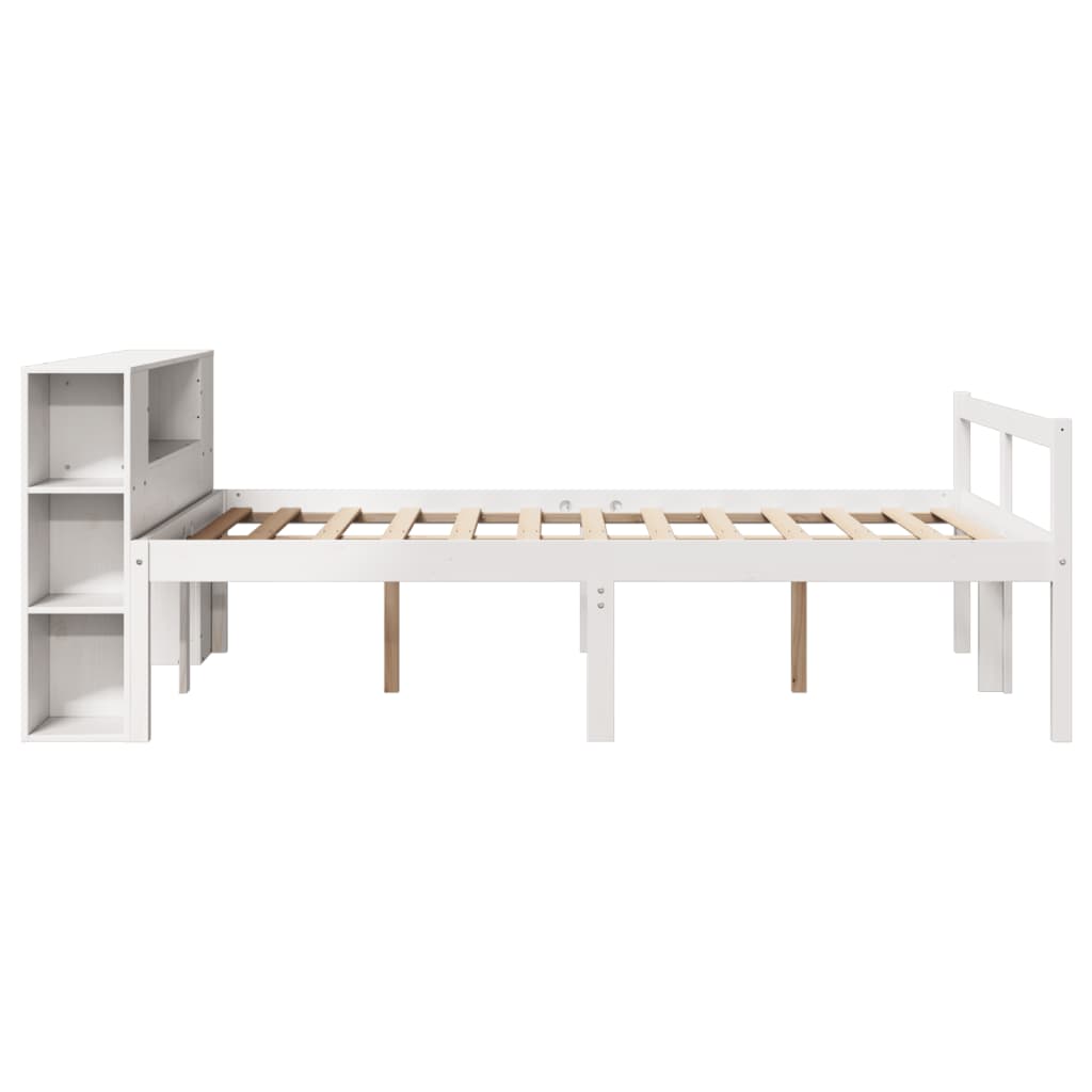 Krevet s regalom z knjige bez madraca bijeli 140x190cm borovina