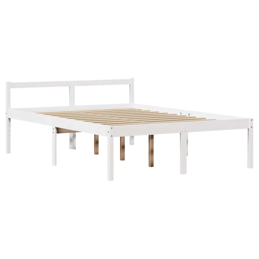 Krevet s regalom z knjige bez madraca bijeli 160x200cm borovina