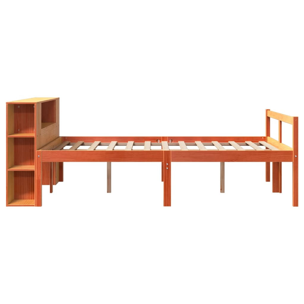 Krevet s regalom za knjige bez madraca 160x200 cm masivno drvo