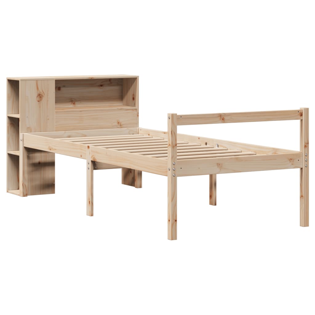 Krevet s regalom za knjige bez madraca 75x190 cm borovina