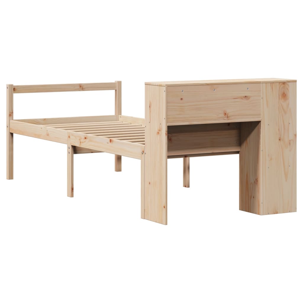 Krevet s regalom za knjige bez madraca 75x190 cm borovina