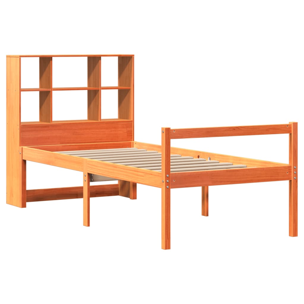 Krevet s regalom za knjige bez madraca 75 x 190 cm masivno drvo