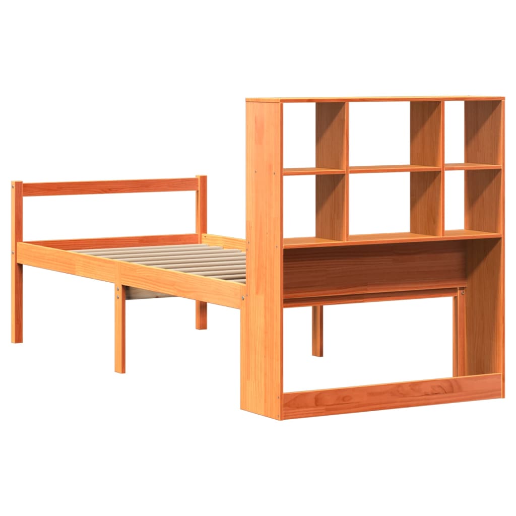 Krevet s regalom za knjige bez madraca 75 x 190 cm masivno drvo