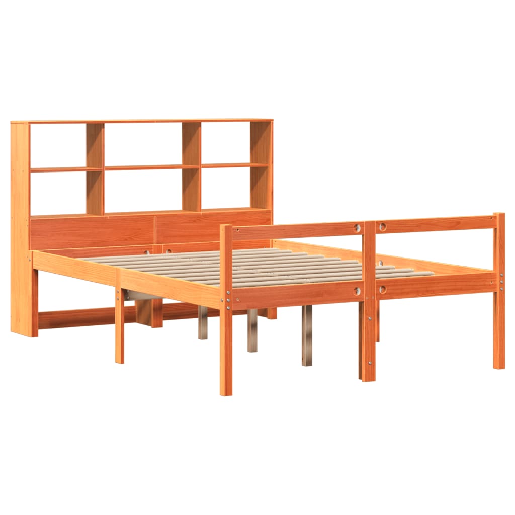 Krevet s regalom za knjige bez madraca 120x190 cm masivno drvo