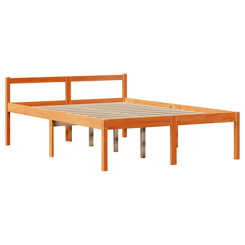 Krevet s regalom za knjige bez madraca 140x190 cm masivno drvo