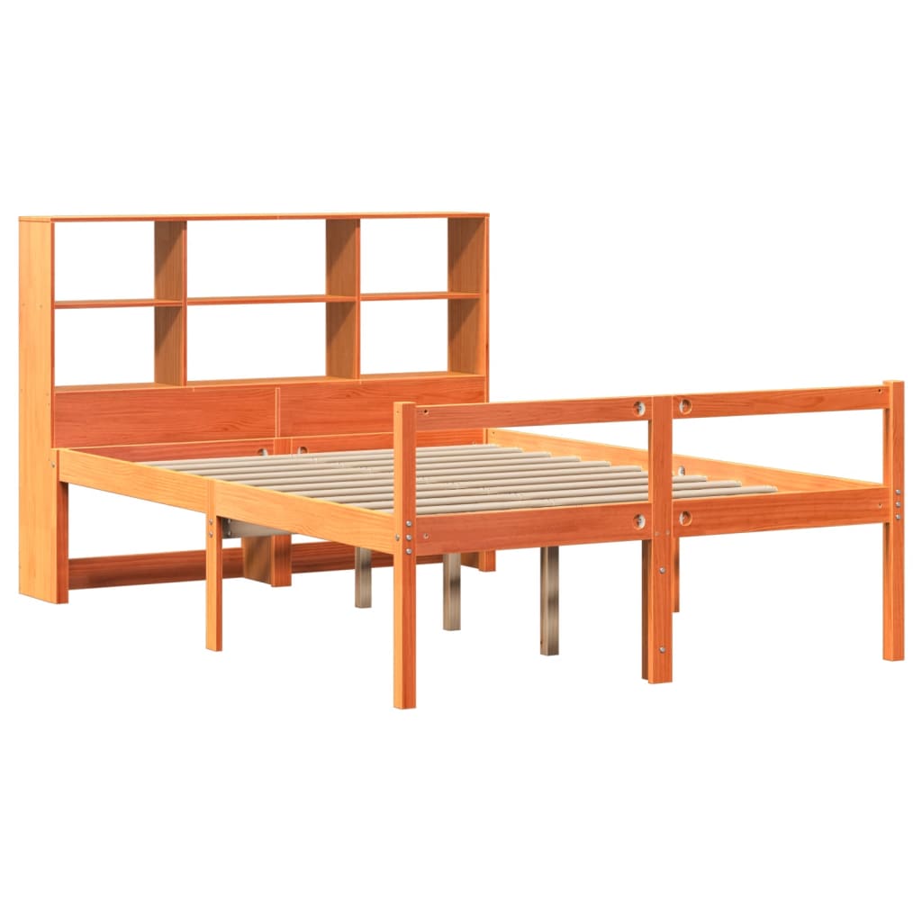 Krevet s regalom za knjige bez madraca 120x200 cm masivno drvo