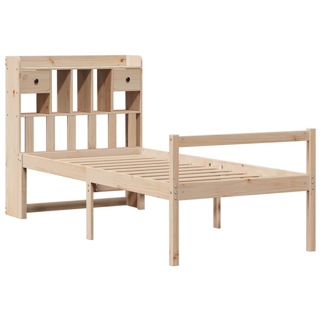 Krevet s regalom za knjige bez madraca 75x190 cm borovina