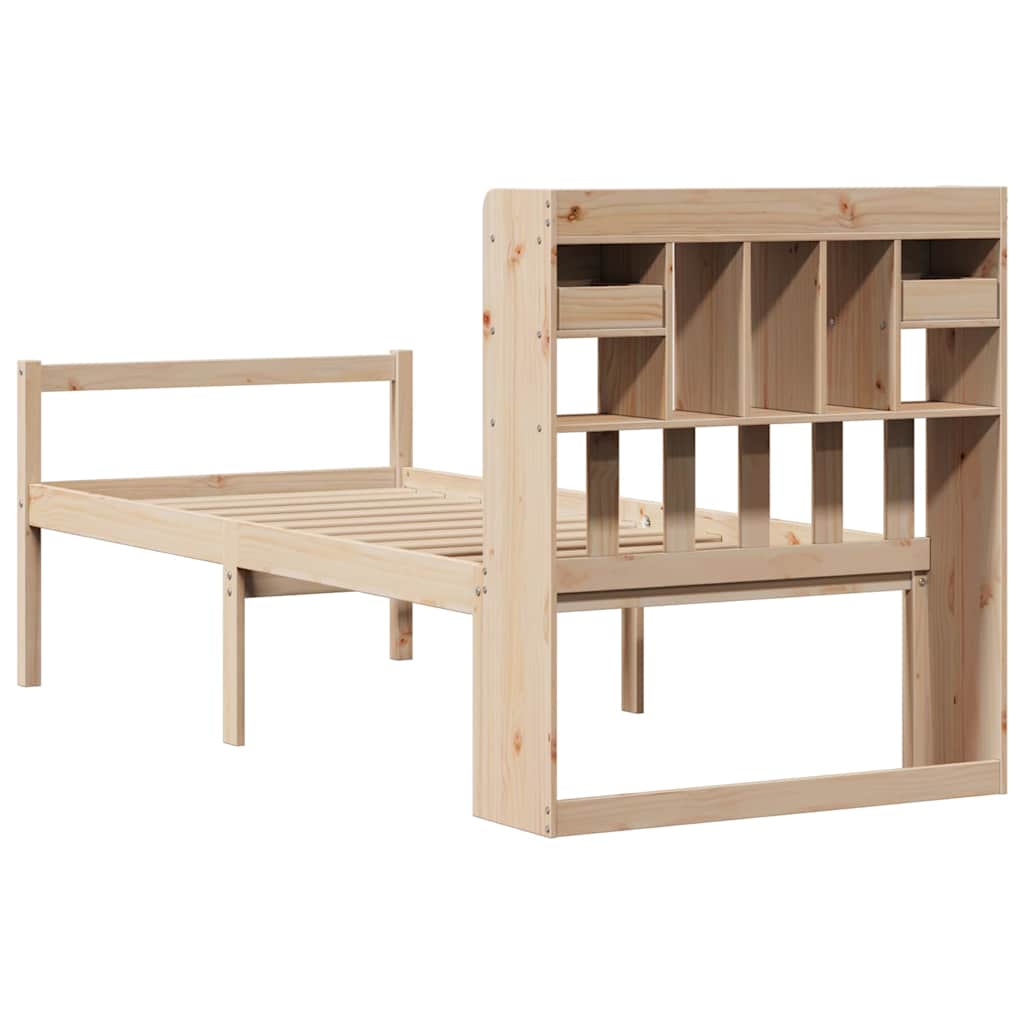 Krevet s regalom za knjige bez madraca 75x190 cm borovina
