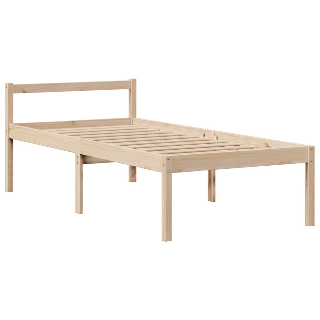 Krevet s regalom za knjige bez madraca 75x190 cm borovina