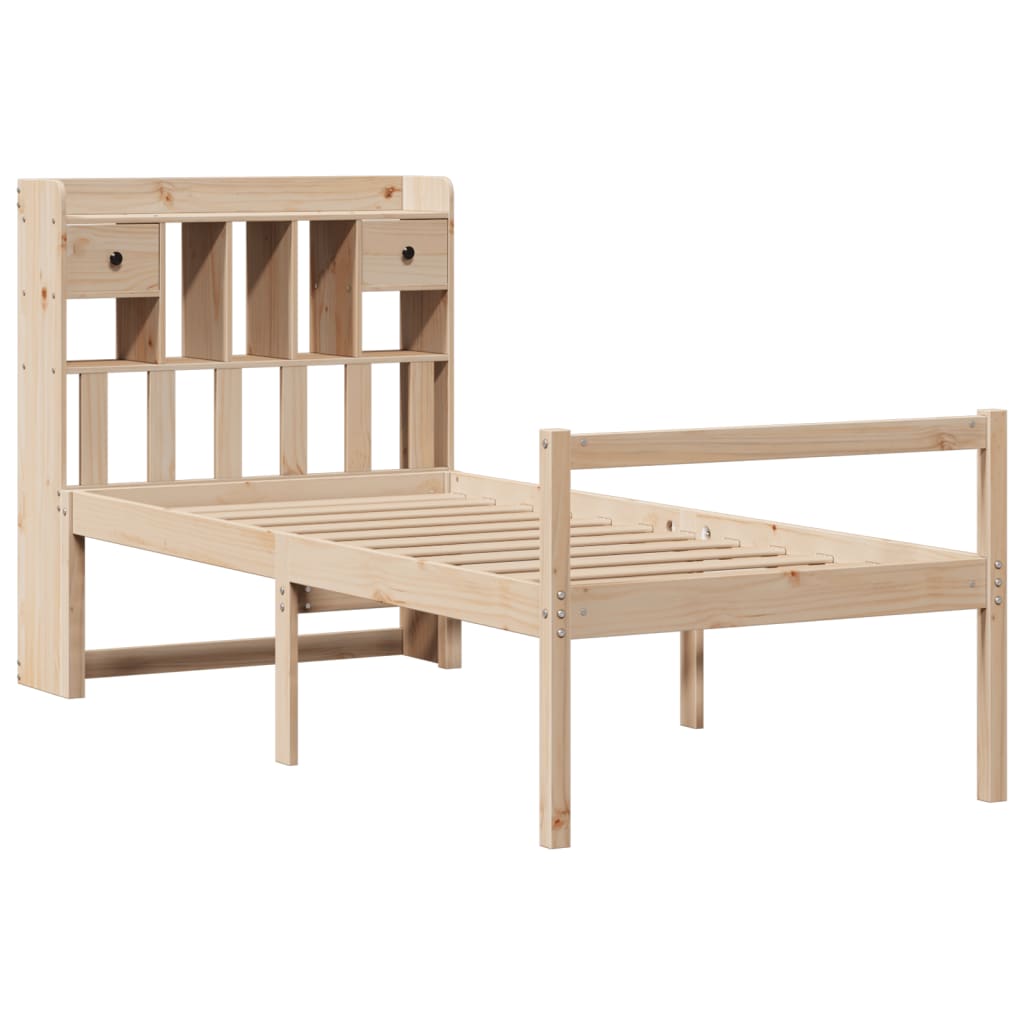 Krevet s regalom za knjige bez madraca 90x190 cm od borovine