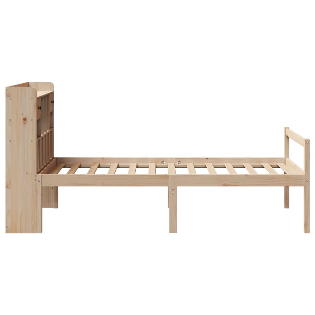 Krevet s regalom za knjige bez madraca 90x190 cm od borovine