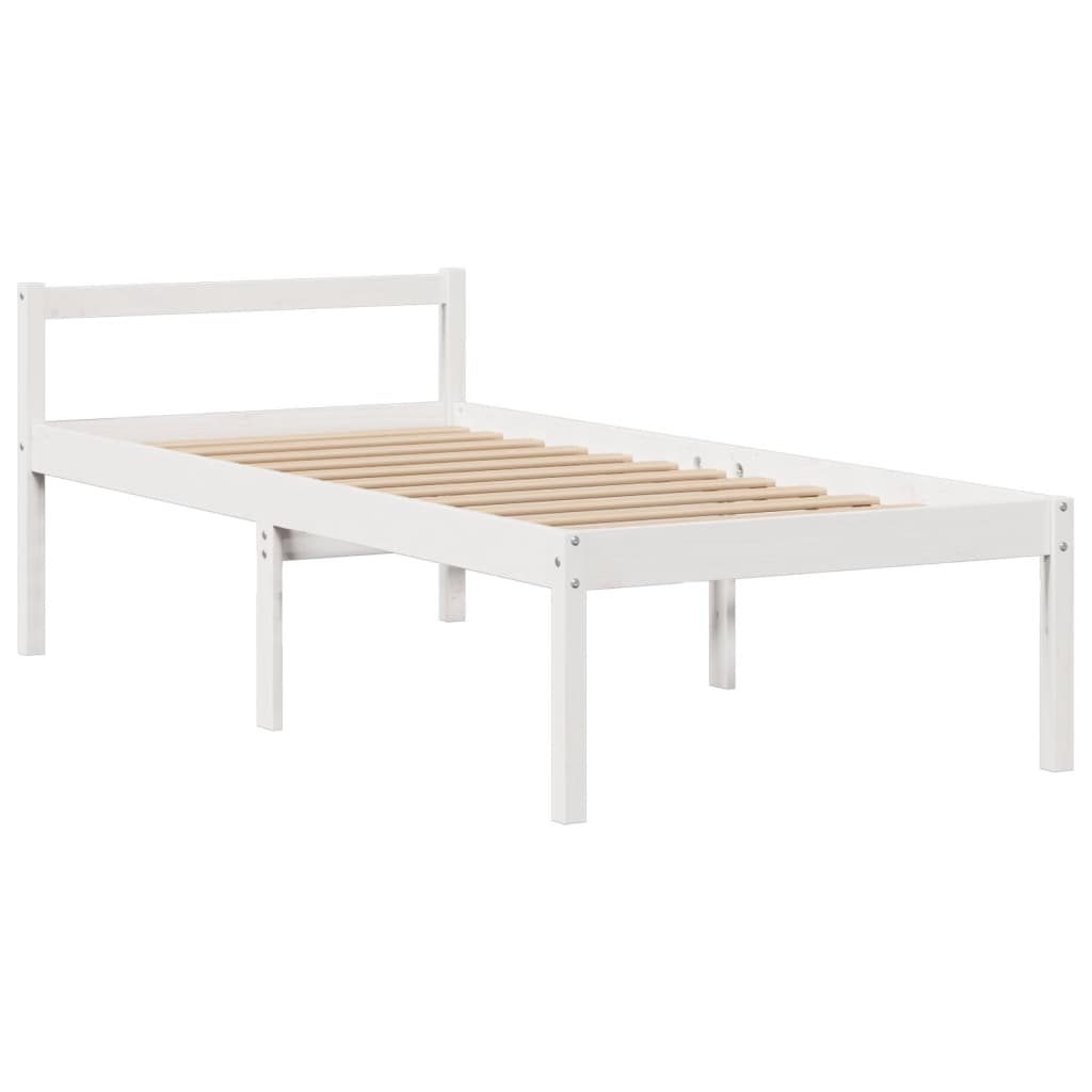 Krevet s regalom za knjige bez madraca bijeli 90x190cm borovina