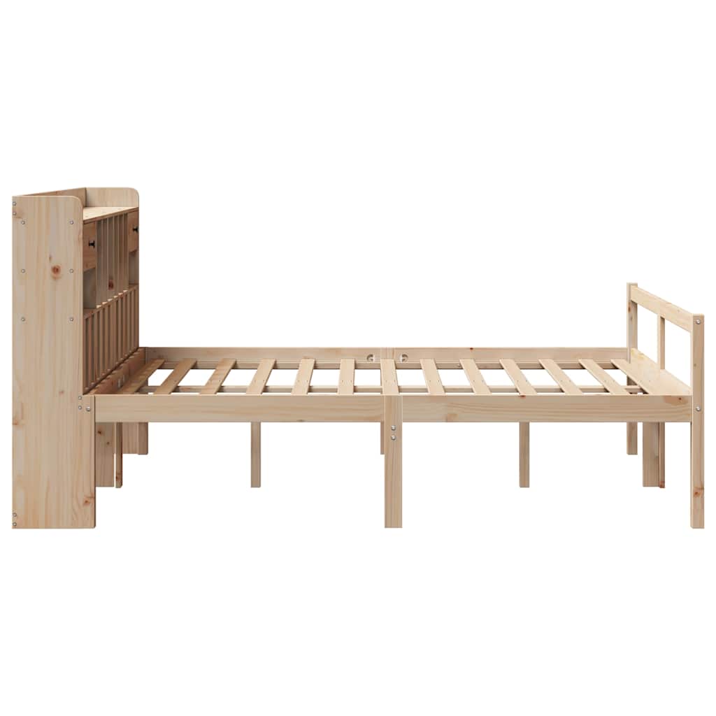 Krevet s regalom za knjige bez madraca 140x190 cm od borovine