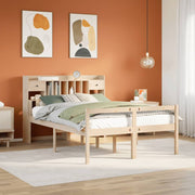 Krevet s regalom za knjige bez madraca 140x190 cm od borovine