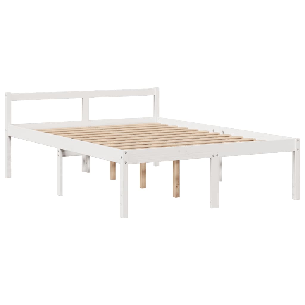 Krevet s regalom z knjige bez madraca bijeli 160x200cm borovina