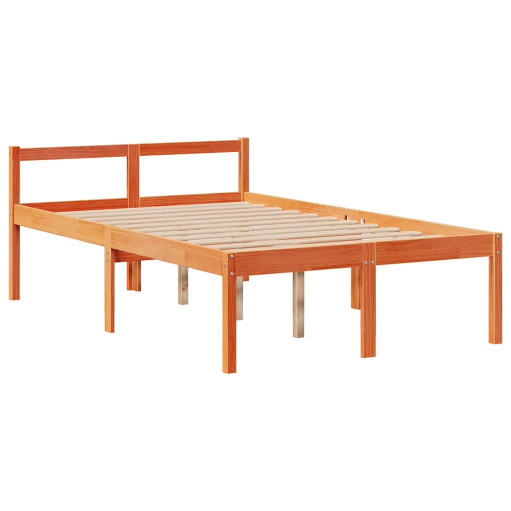 Krevet s regalom za knjige bez madraca 135 x 190 cm od borovine
