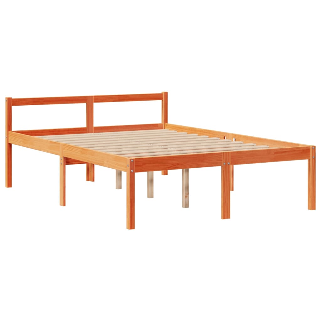 Krevet s regalom za knjige bez madraca 140 x 190 cm od borovine