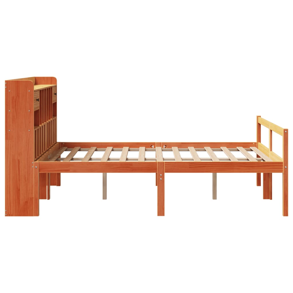 Krevet s regalom za knjige bez madraca 150x200 cm od borovine