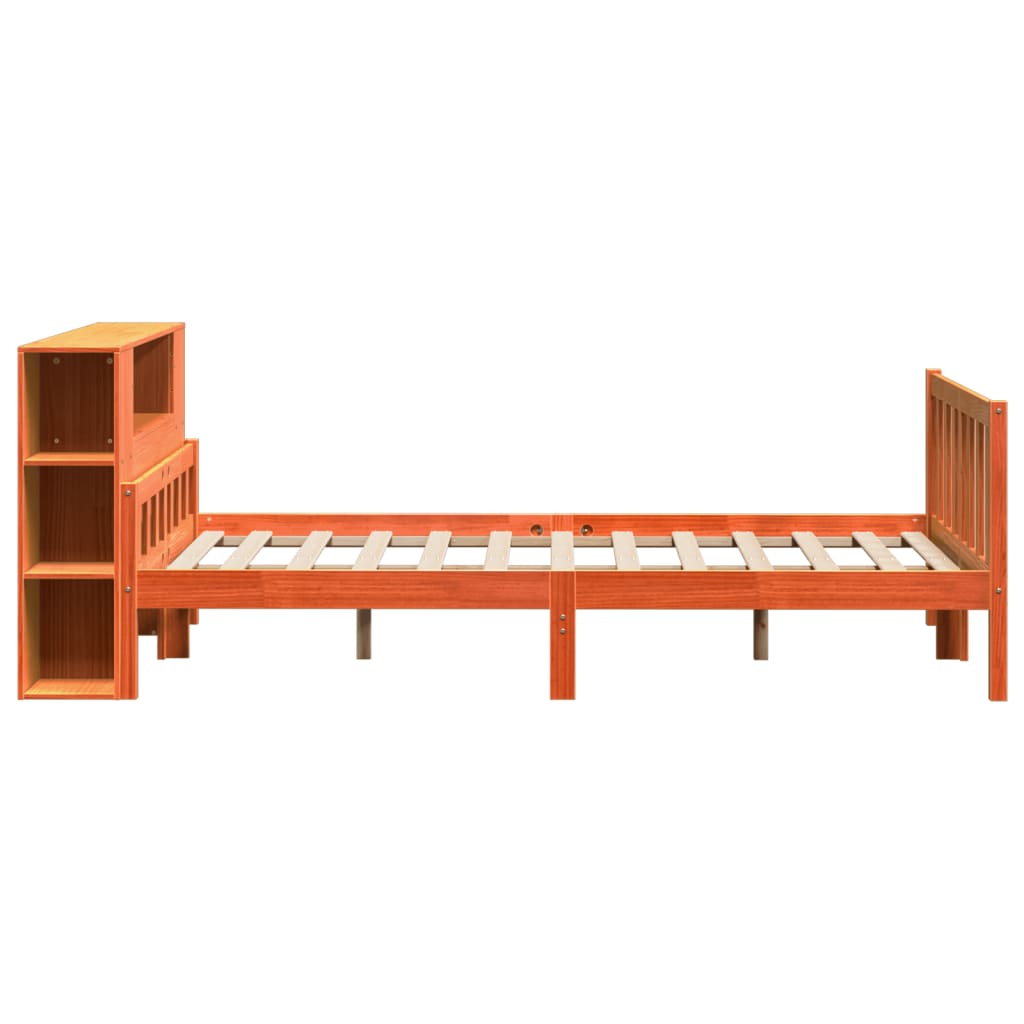 Krevet s regalom za knjige bez madraca 150x200 cm masivno drvo