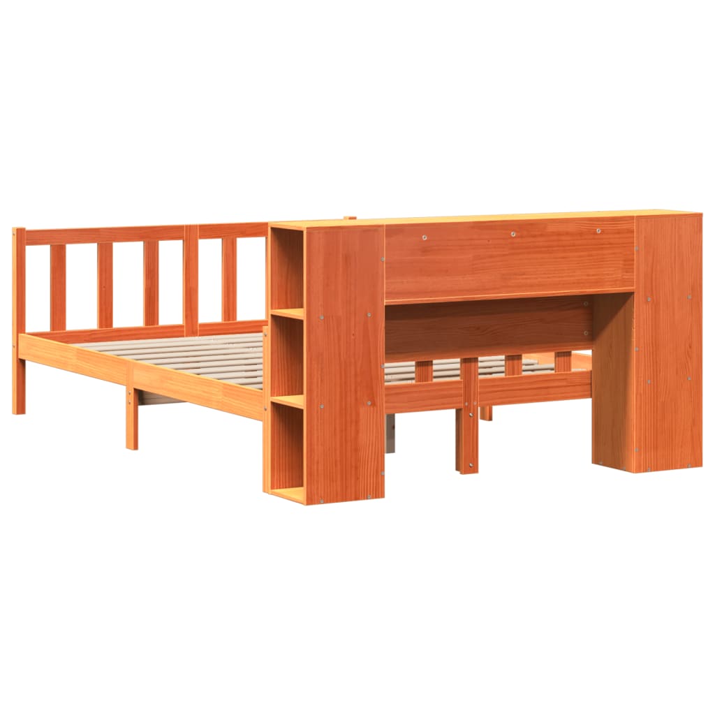 Krevet s regalom za knjige bez madraca 150x200 cm masivno drvo