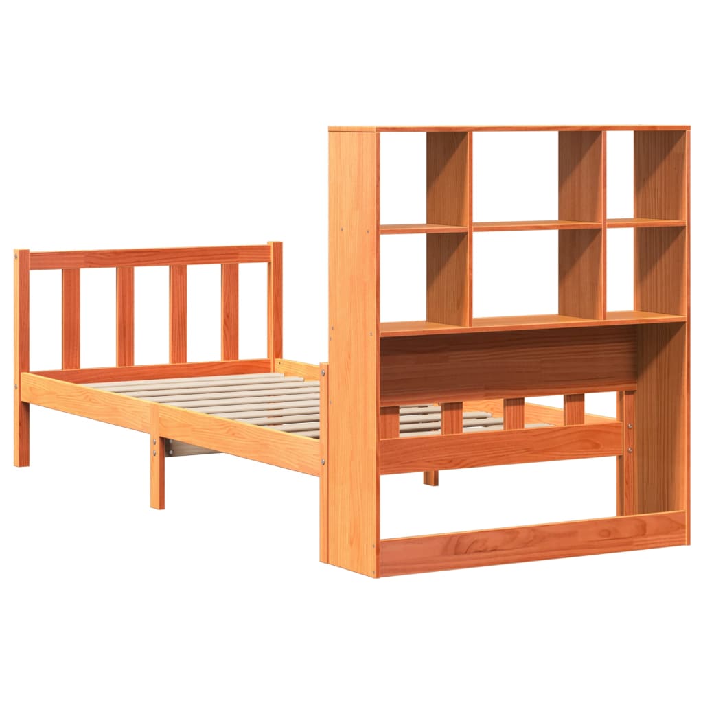 Krevet s regalom za knjige bez madraca 75 x 190 cm masivno drvo