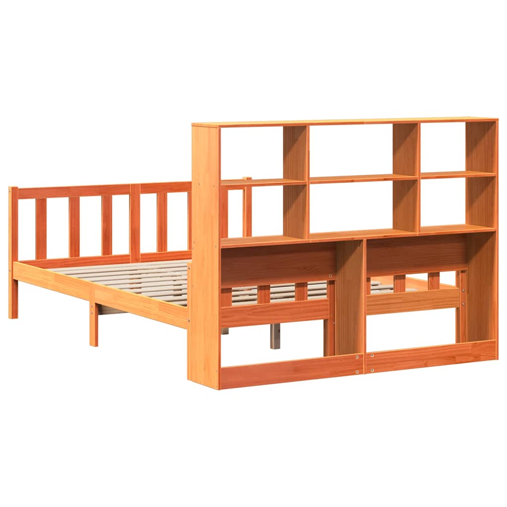 Krevet s regalom za knjige bez madraca 150x200 cm masivno drvo