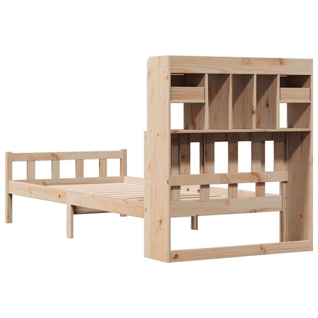 Krevet s regalom za knjige bez madraca 90x190 cm od borovine