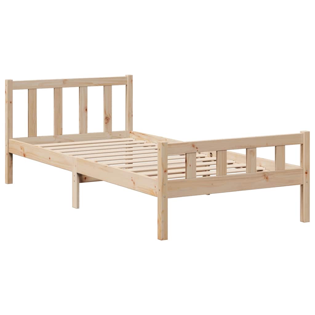 Krevet s regalom za knjige bez madraca 90x190 cm od borovine