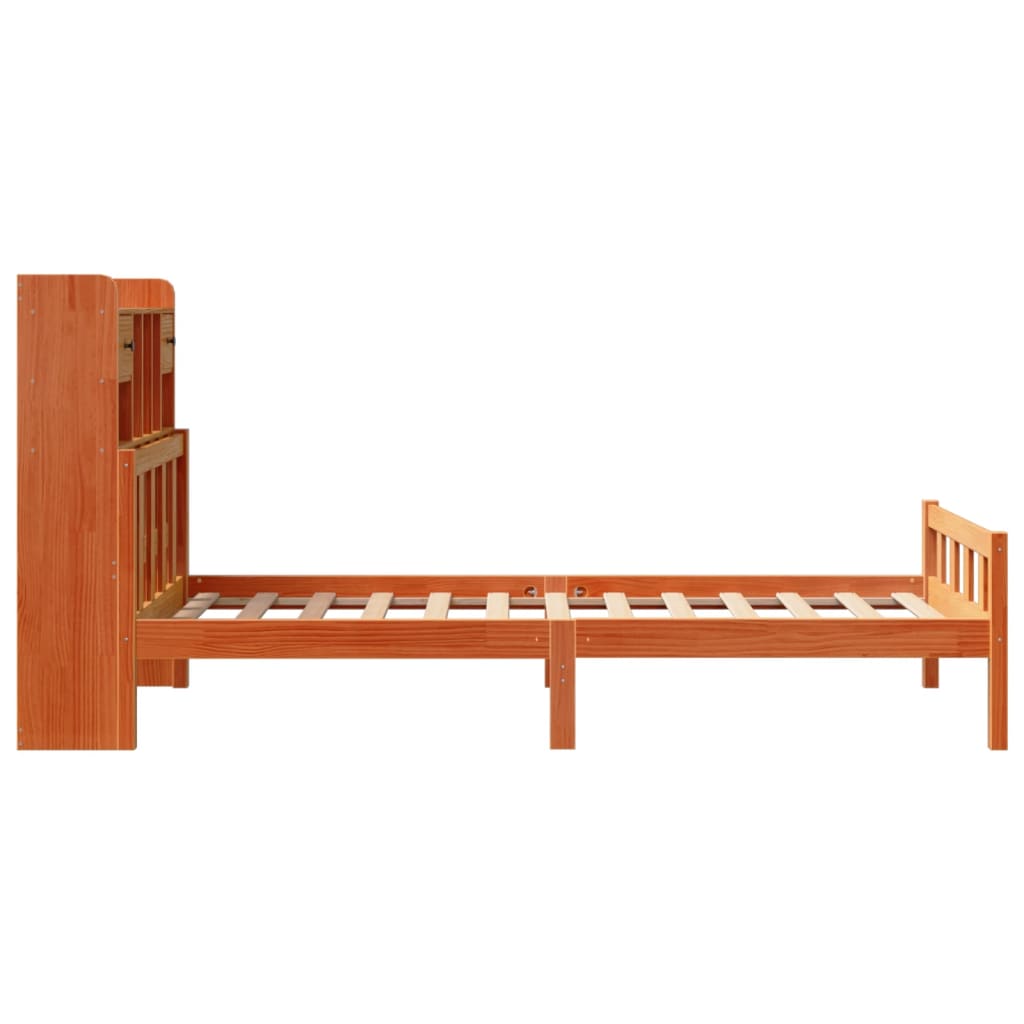 Krevet s regalom za knjige bez madraca 75 x 190 cm od borovine