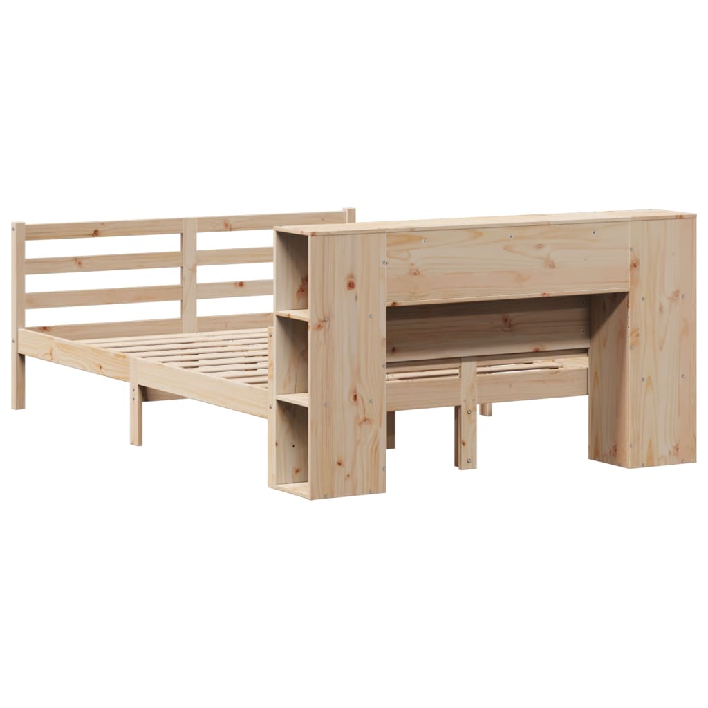 Krevet s regalom za knjige bez madraca 135x190 cm od borovine