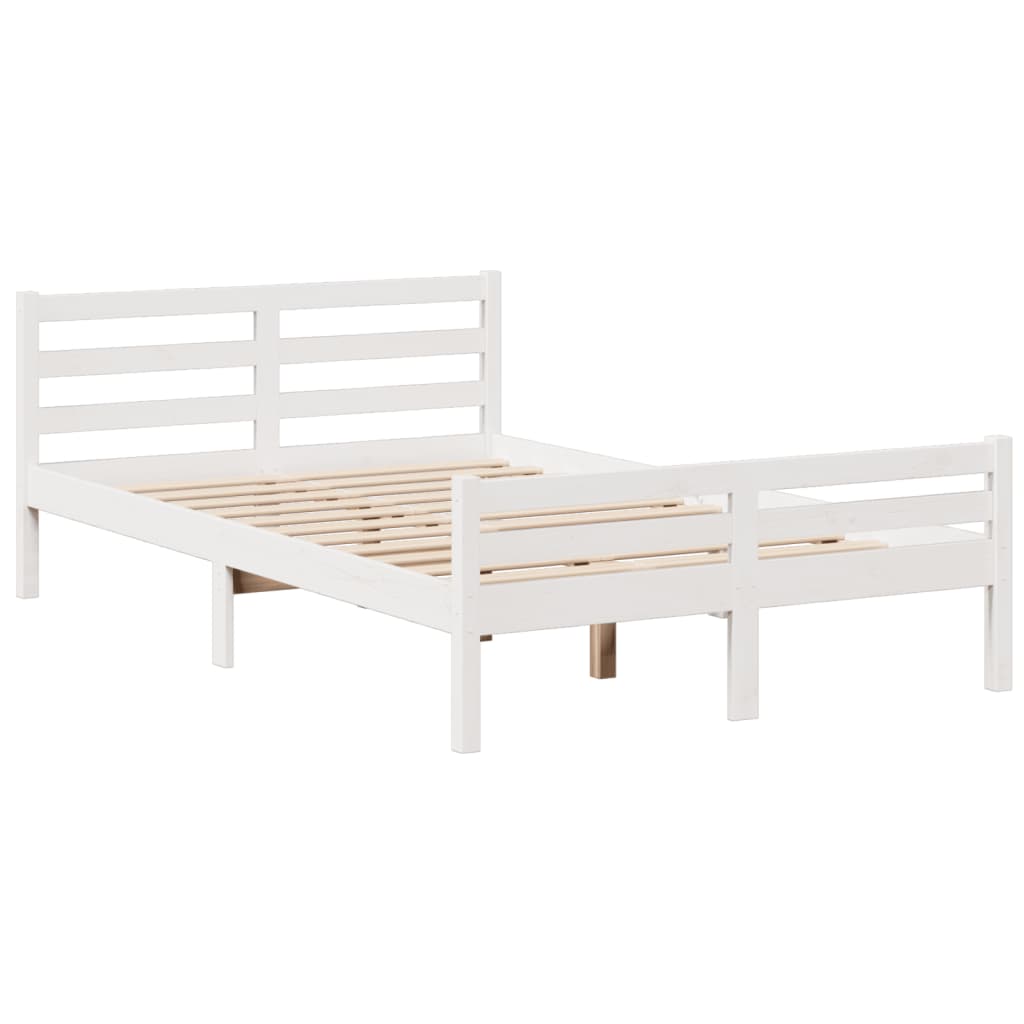 Krevet s regalom z knjige bez madraca bijeli 135x190cm borovina