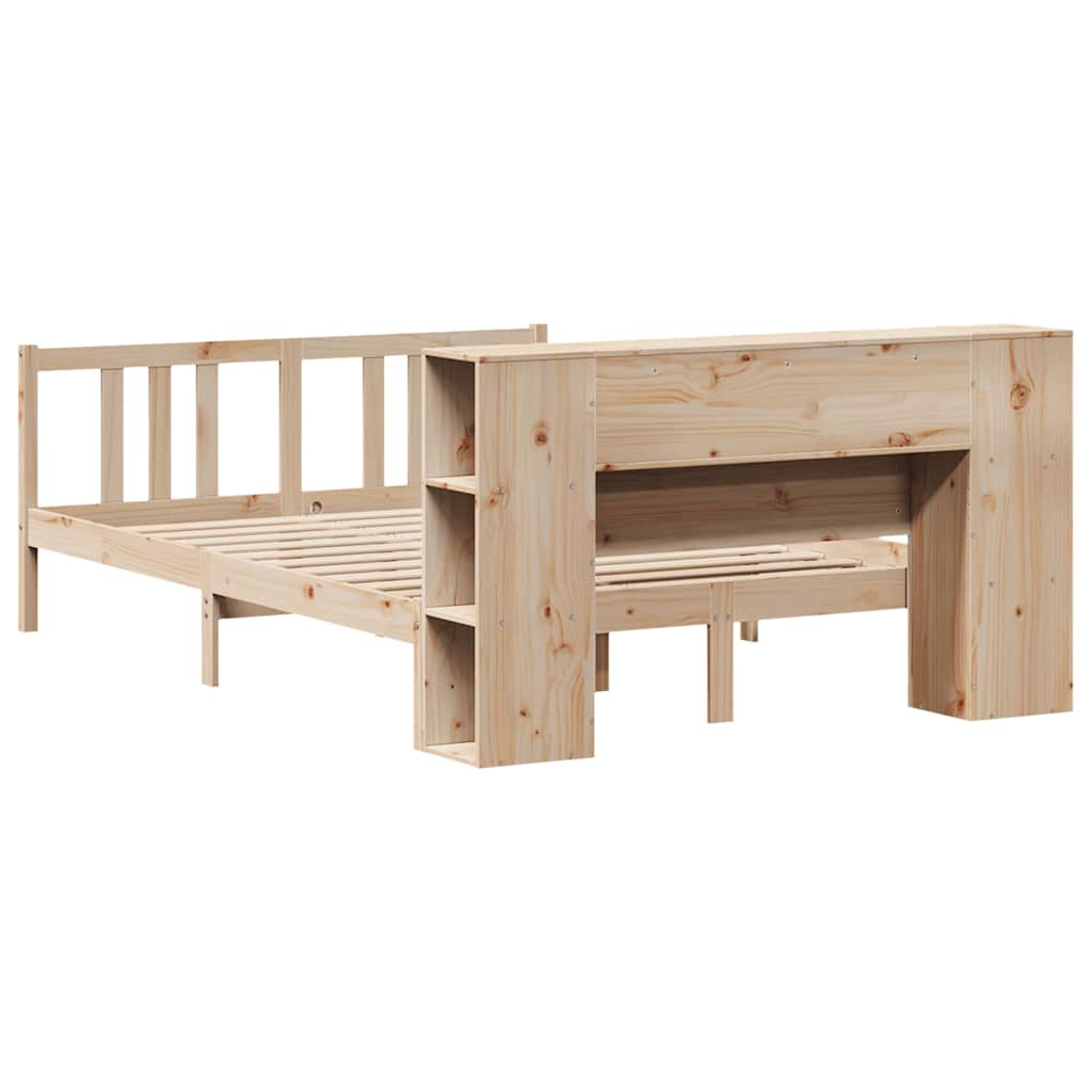 Krevet s regalom za knjige bez madraca 135x190 cm od borovine
