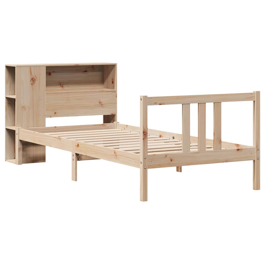 Krevet s regalom za knjige bez madraca 75x190 cm borovina