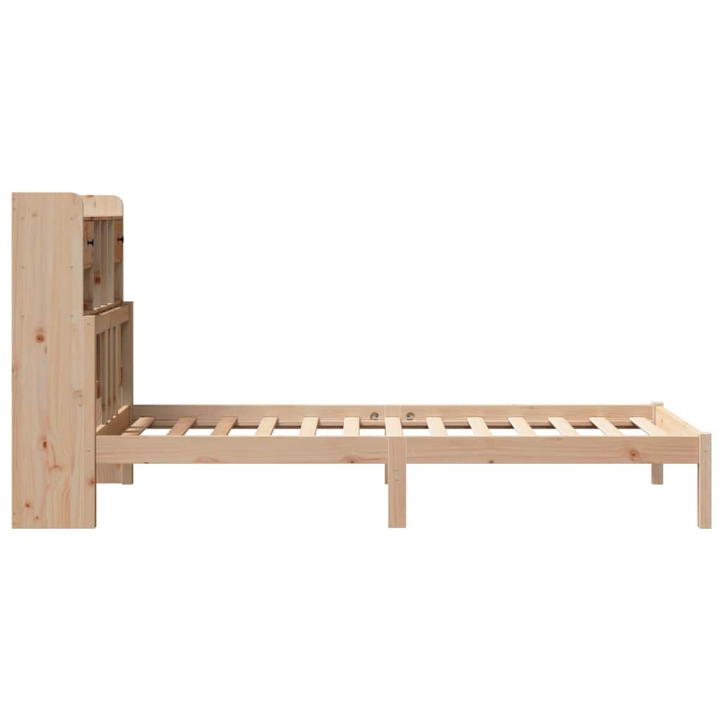 Krevet s regalom za knjige bez madraca 90x190 cm od borovine