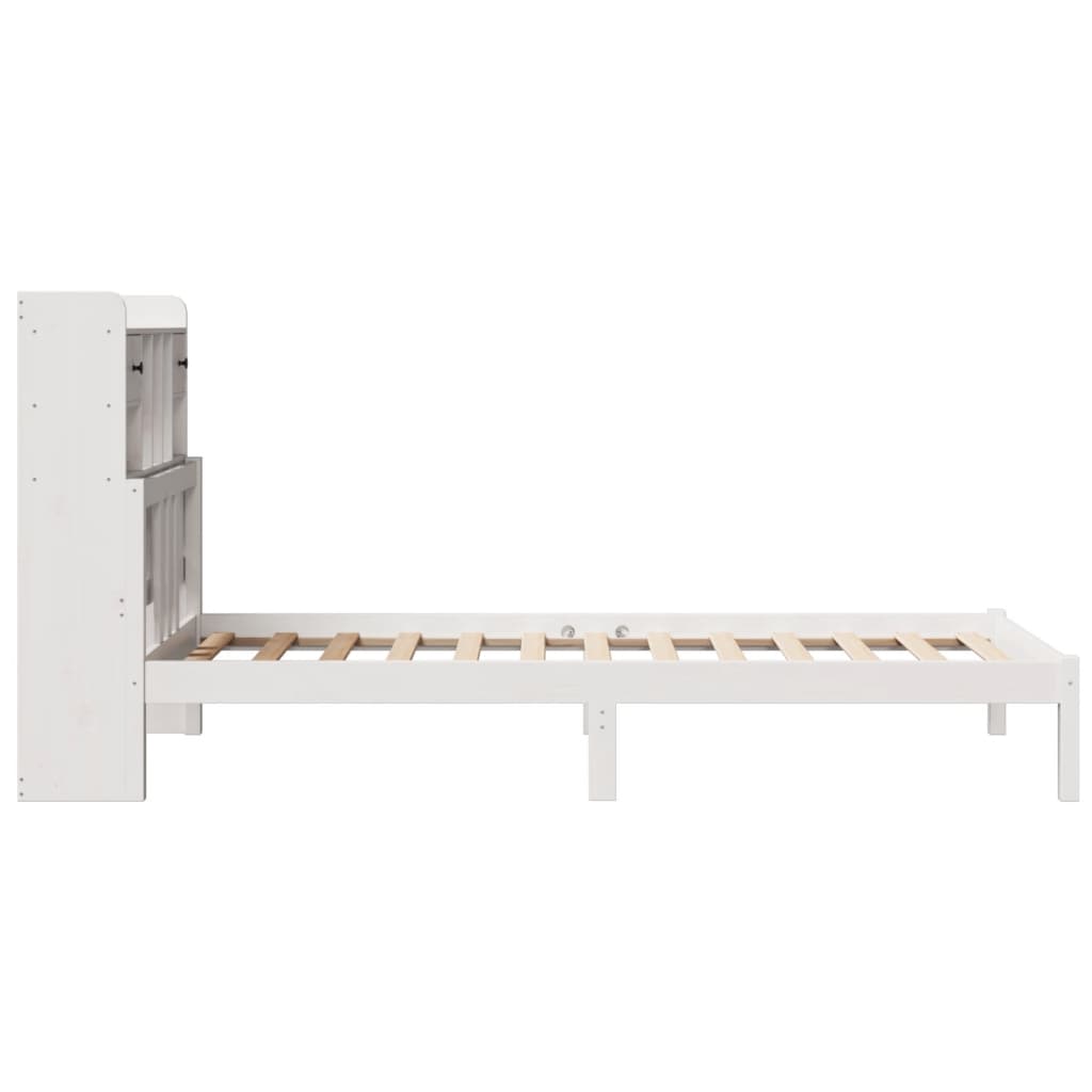 Krevet s regalom za knjige bez madraca bijeli 90x200cm borovina