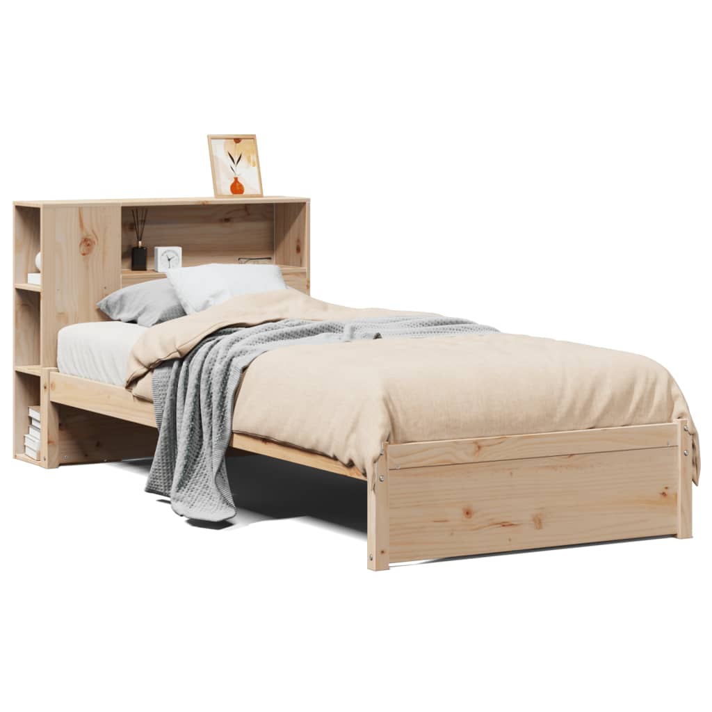 Krevet s regalom za knjige bez madraca 75x190 cm borovina