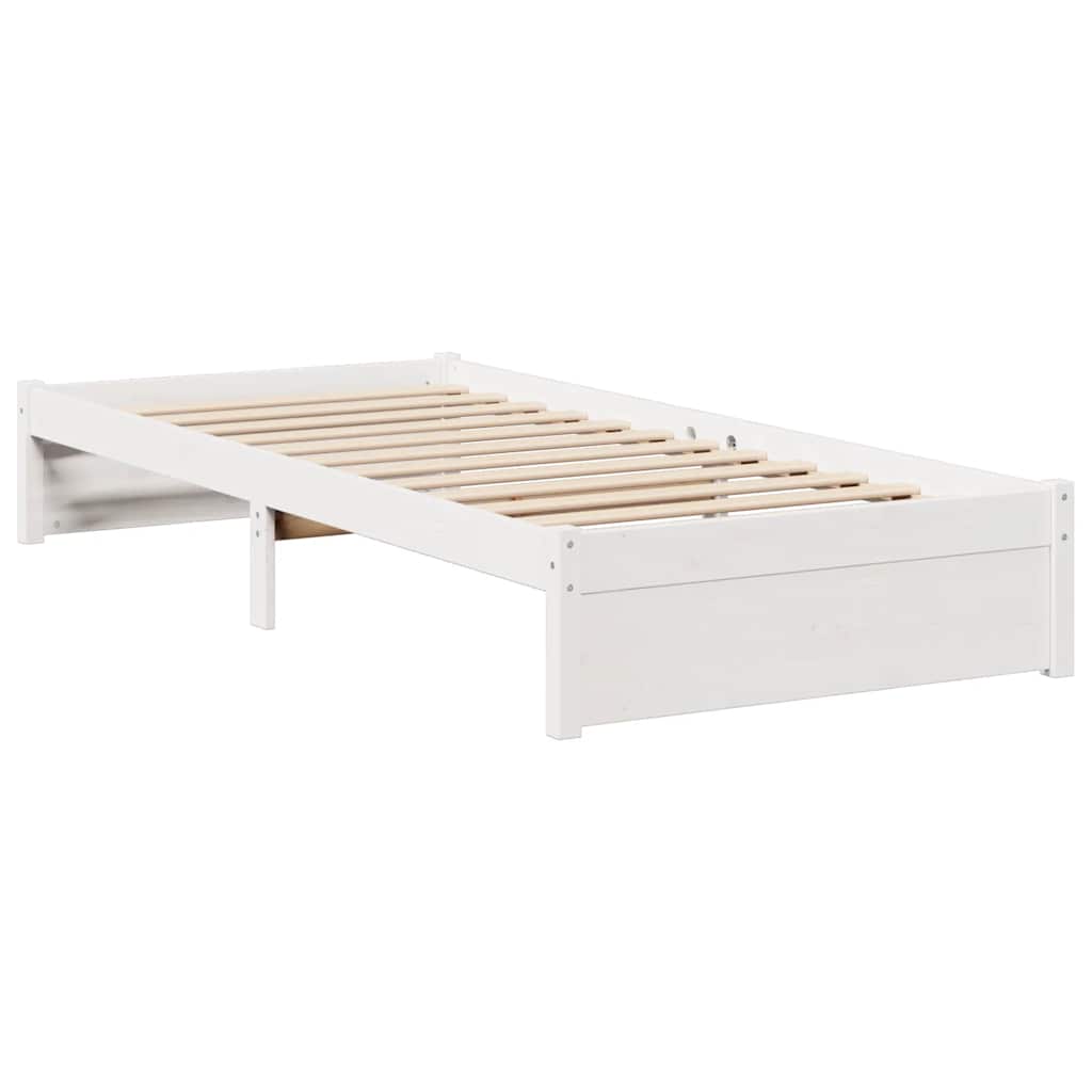 Krevet s regalom za knjige bez madraca bijeli 75x190cm borovina