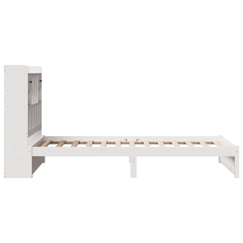 Krevet s regalom za knjige bez madraca bijeli 75x190cm borovina