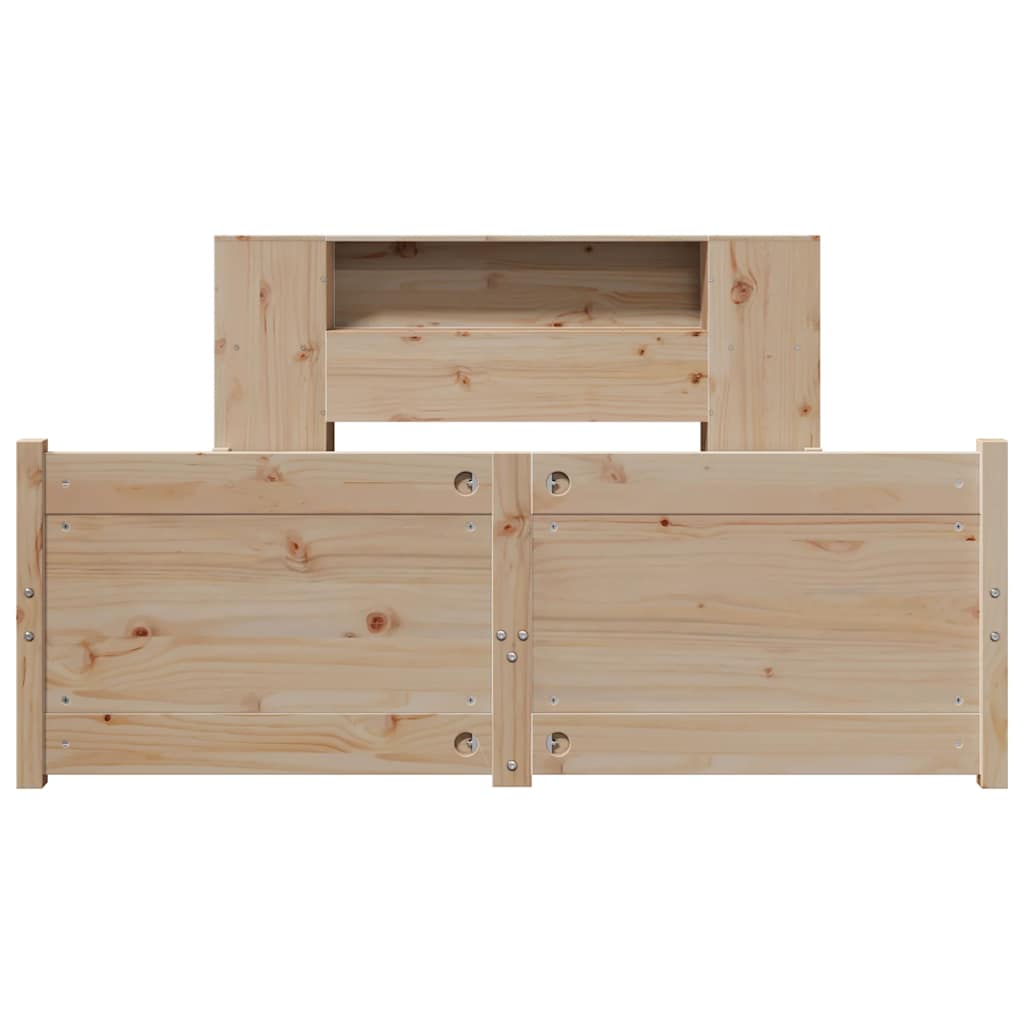 Krevet s regalom za knjige bez madraca 135x190 cm od borovine