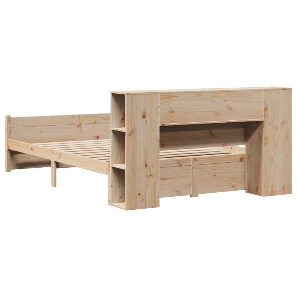 Krevet s regalom za knjige bez madraca 135x190 cm od borovine
