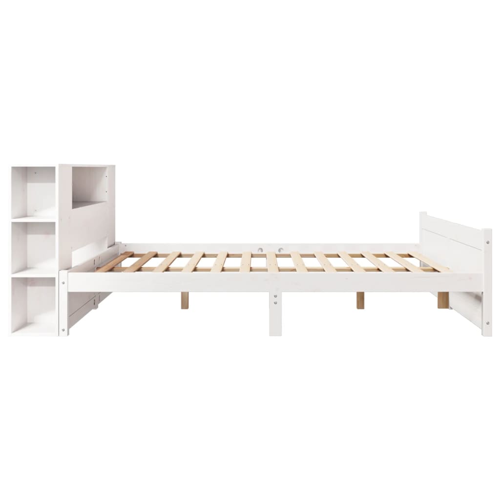 Krevet s regalom z knjige bez madraca bijeli 135x190cm borovina